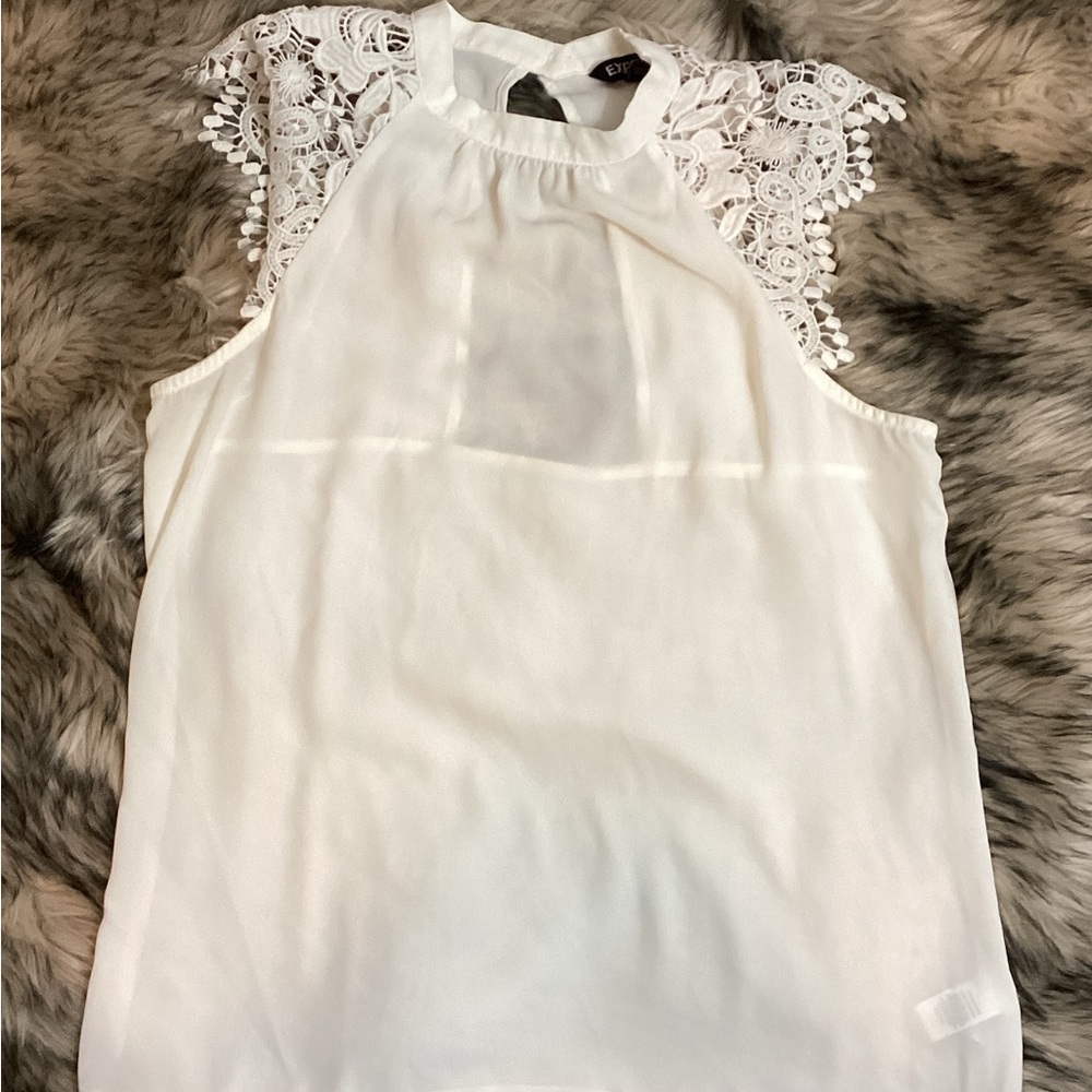 Express Elegant White Lace Women's Top